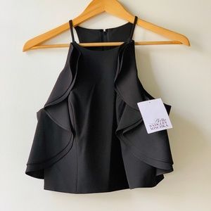 NWT! BELLE BADGLEY MISCHKA Black Ruffle top